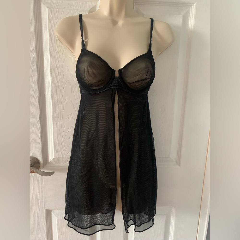 La perla Black Mesh Babydoll. no panty.